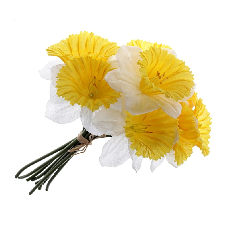 Daffodil Bunch – White/Yellow (9 heads, 33cm long)