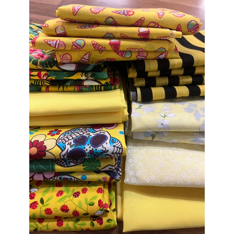FAT QUARTER Yellow Polycotton Fabric selected randomly-no design