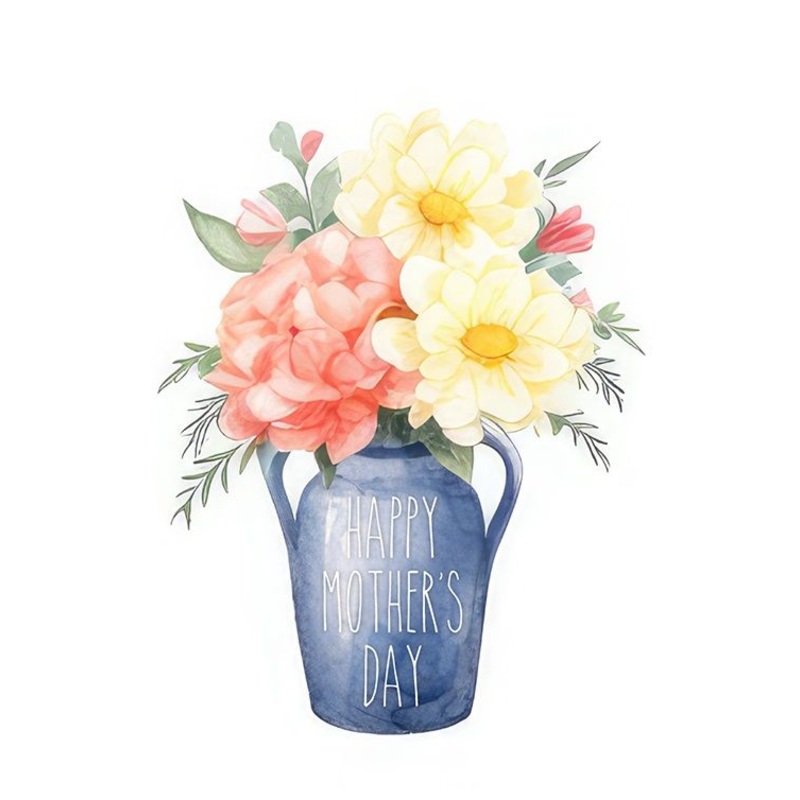 Mother’s Day Flower Message Cards – Mothers Day Vase Print – Pack of 50 Cards
