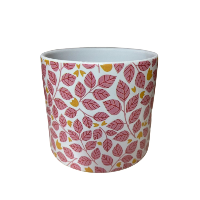 Pink Leaf Ceramic Pot x Height 10.5cm