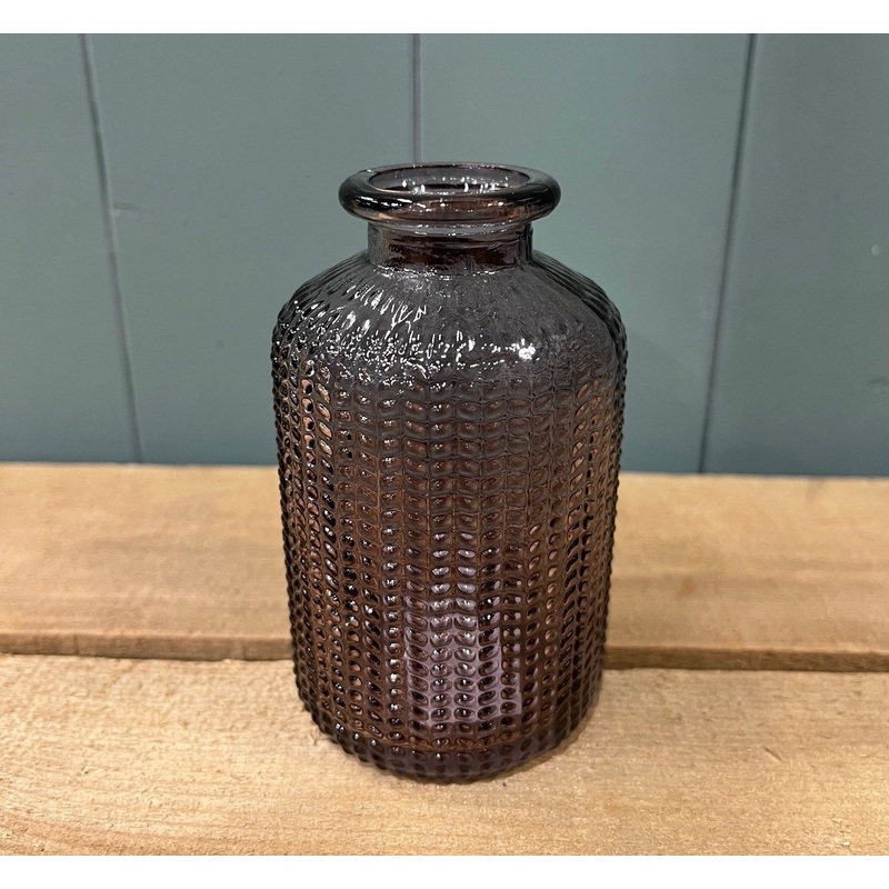 10cm Dimpled Glass Bottle – Amethyst