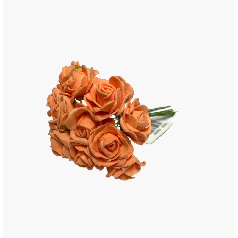 12 Miniature Foam Roses – Light Orange