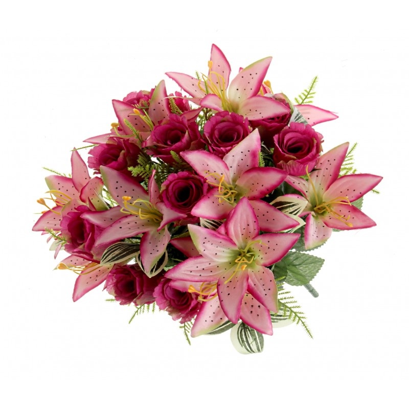 24 Head Rose & Lily Bouquet – Pink Mix