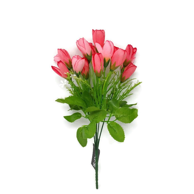 5 Stem Crocus & Blossom Bush  x 34cm – Light Pink