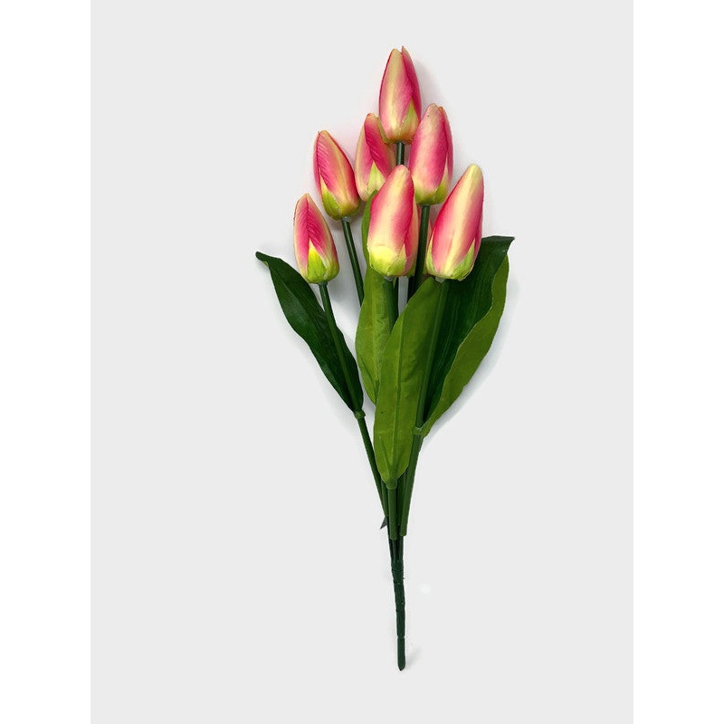 9 Stem Tulip Bush x 44cm – Creamy Pink