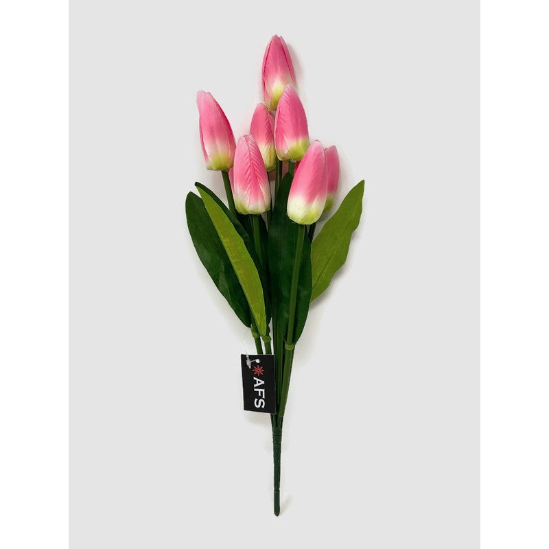 9 Stem Tulip Flower Bush x 44cm – Pink