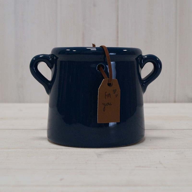 Blue Ceramic Vase with Handles x 8cm