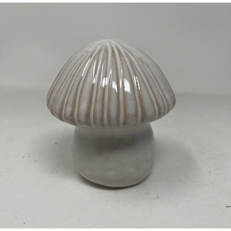 Glazed Ceramic Mushroom Ornament with Textured Detail – H7.3cm