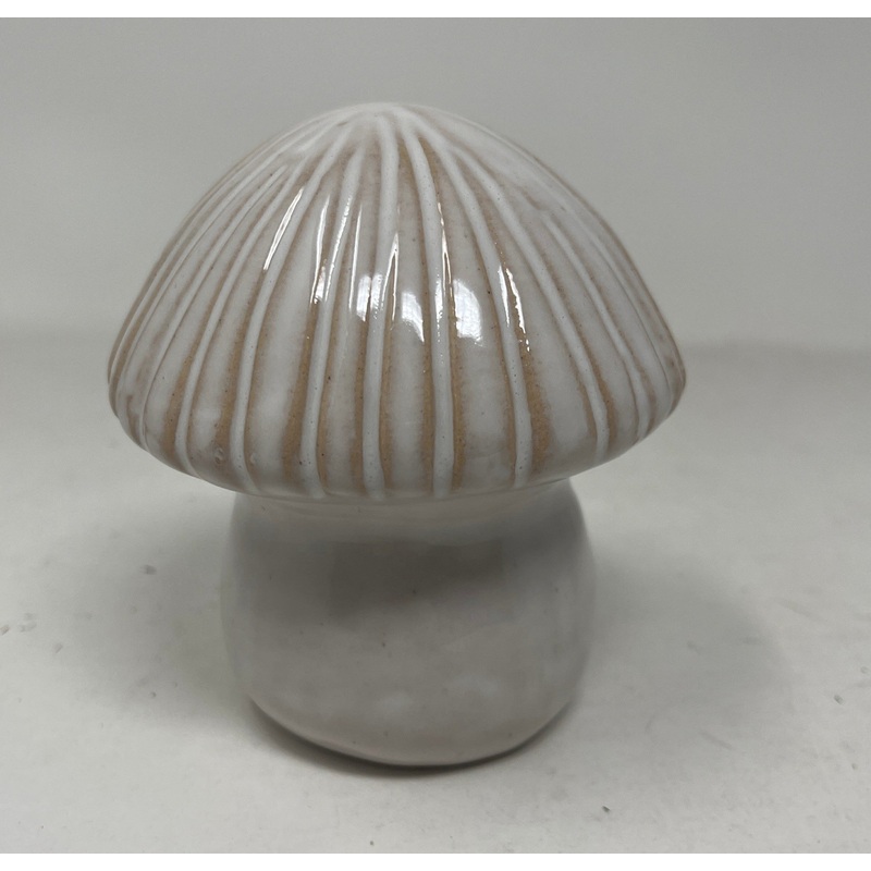 Glazed Ceramic Mushroom Ornament with Textured Detail – H9.2cm