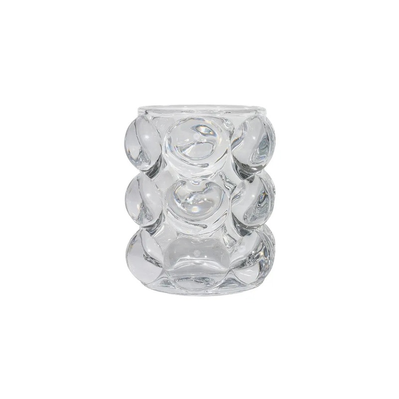 Lyra Clear Bubble Glass Votive Candle Holder – H9.5 x Diameter 8.5cm