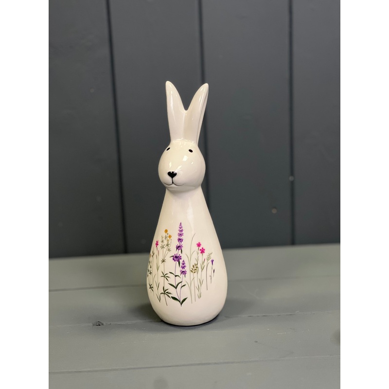 Meadow Patterned Ceramic Rabbit Ornament – 19.8cm Tall