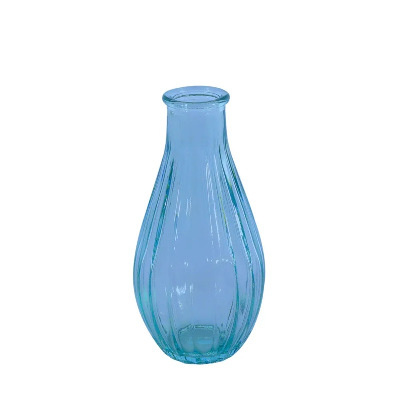 Vintage Fluted Bud Vase 14cm – Blue
