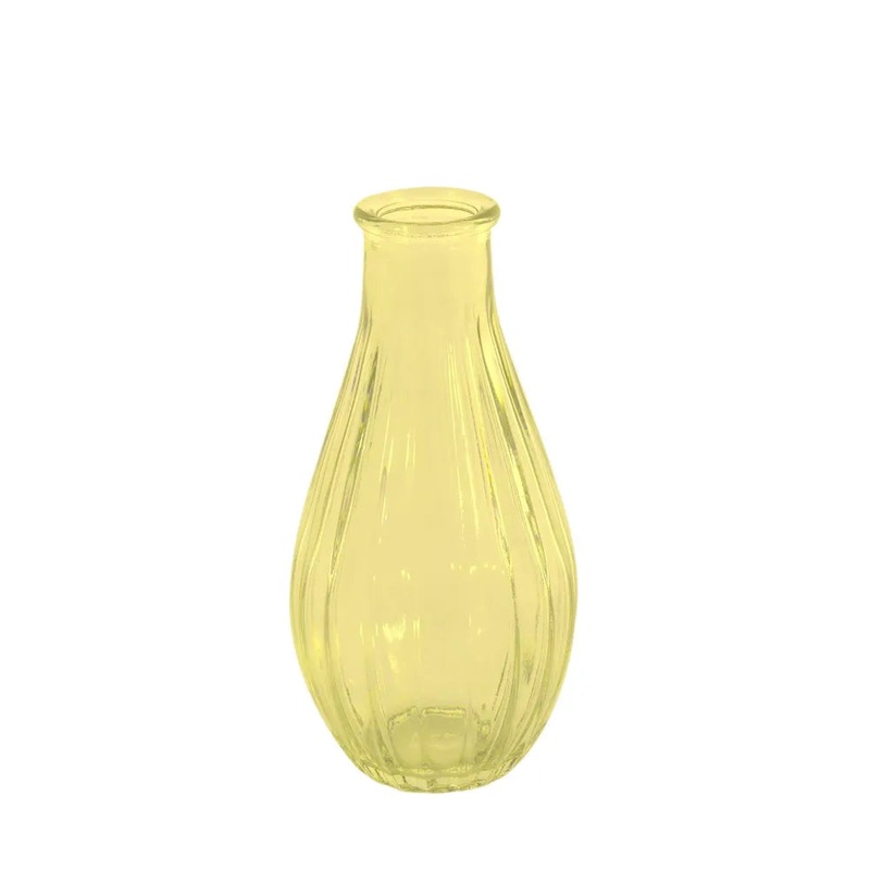 Vintage Fluted Bud Vase 14cm – Yellow