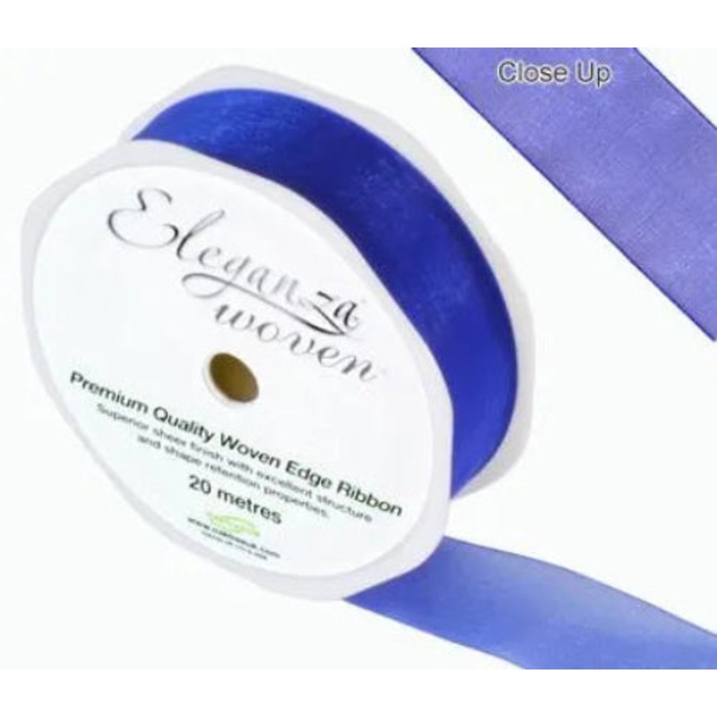 25mm x 20m Woven Edge Sheer Finish Ribbon – Royal Blue