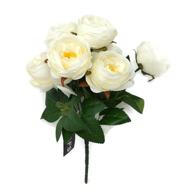 7 Head White Rose Bush x 30cm