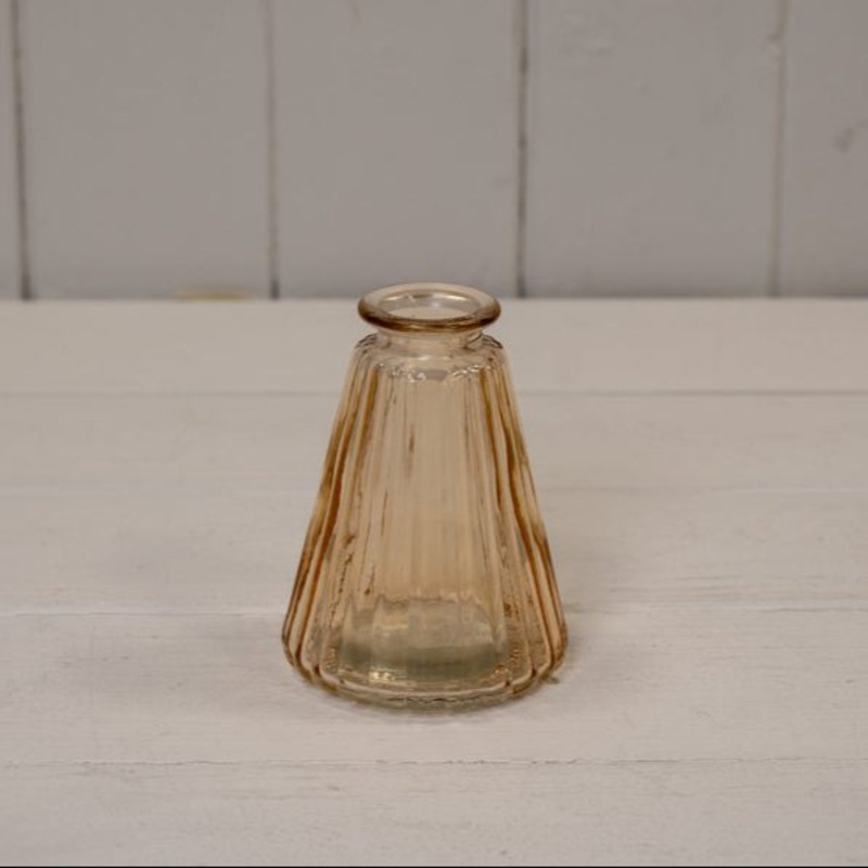 Cognac Ribbed Glass Bottle x H9.9cm
