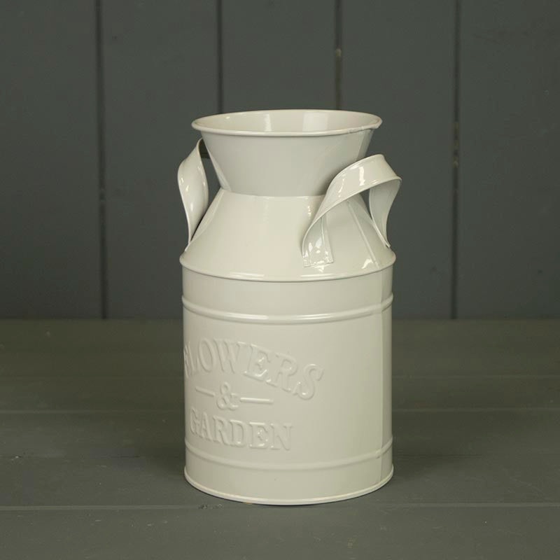 Grey Flowers Garden Milk Churn