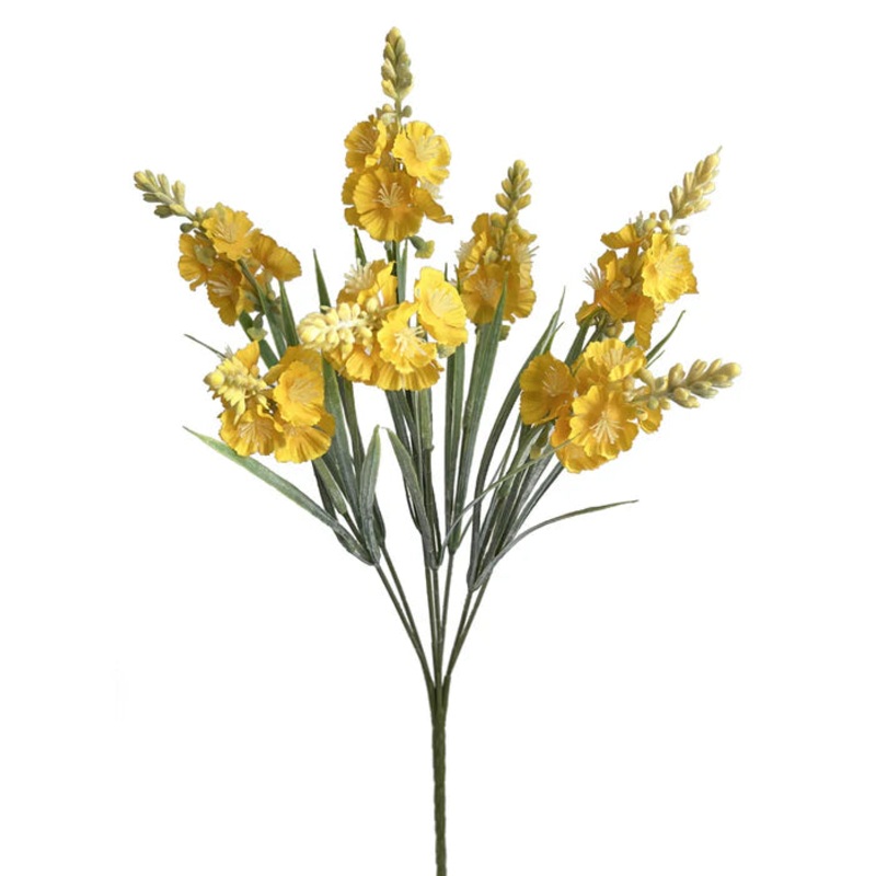 Mini Blossom Flower Spike Bunch – Yellow – 39cm long