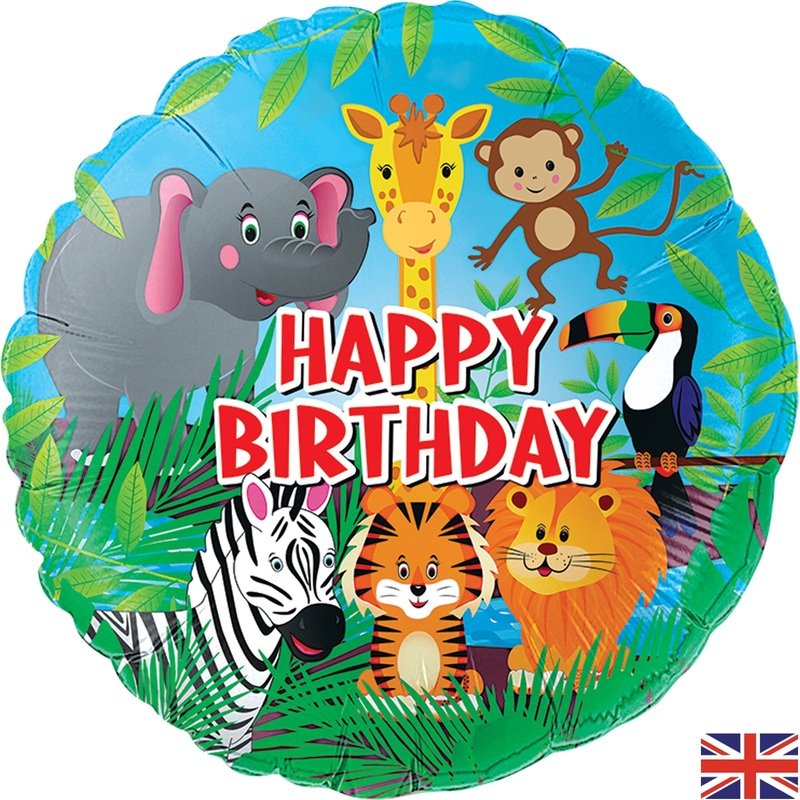 Oaktree 18inch Happy Birthday Foil Balloon – Jungle