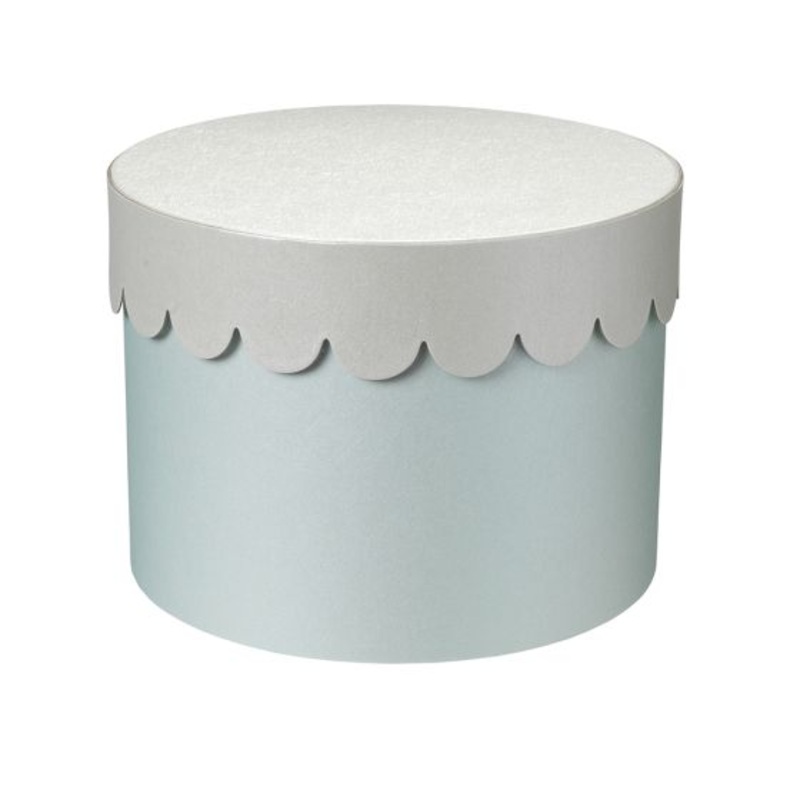 Pearlescent Party Scalloped Hat Boxes – Set of 3 – Powder Blue