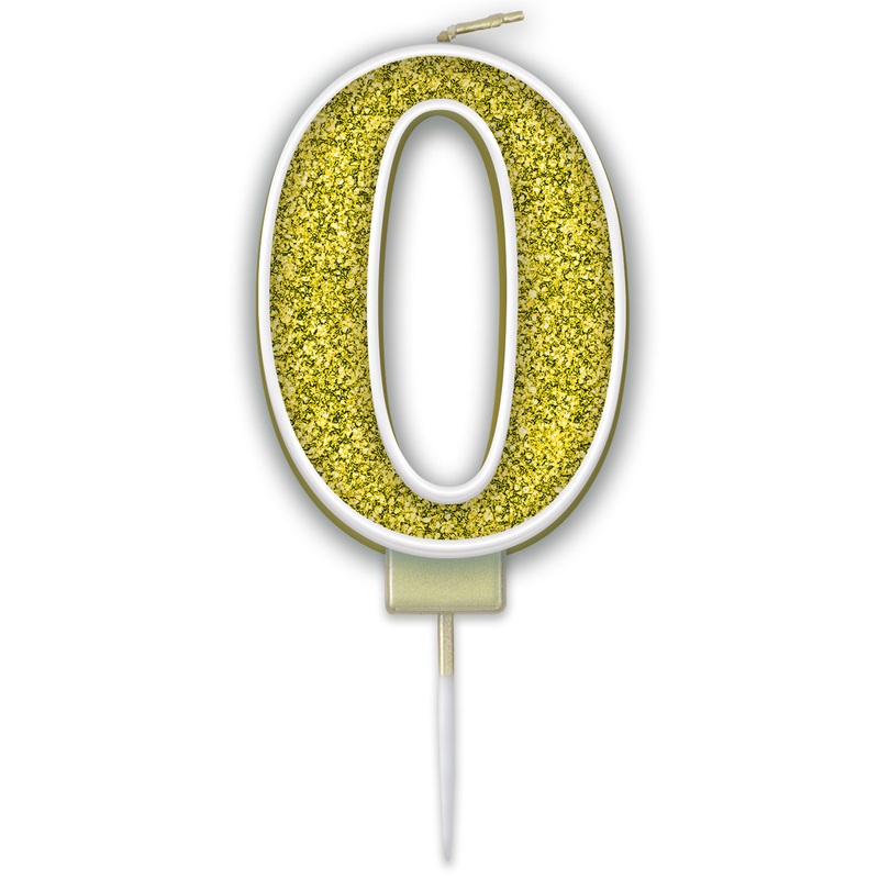 Sparkling Fizz Candle 7.5cm Gold – Number 0