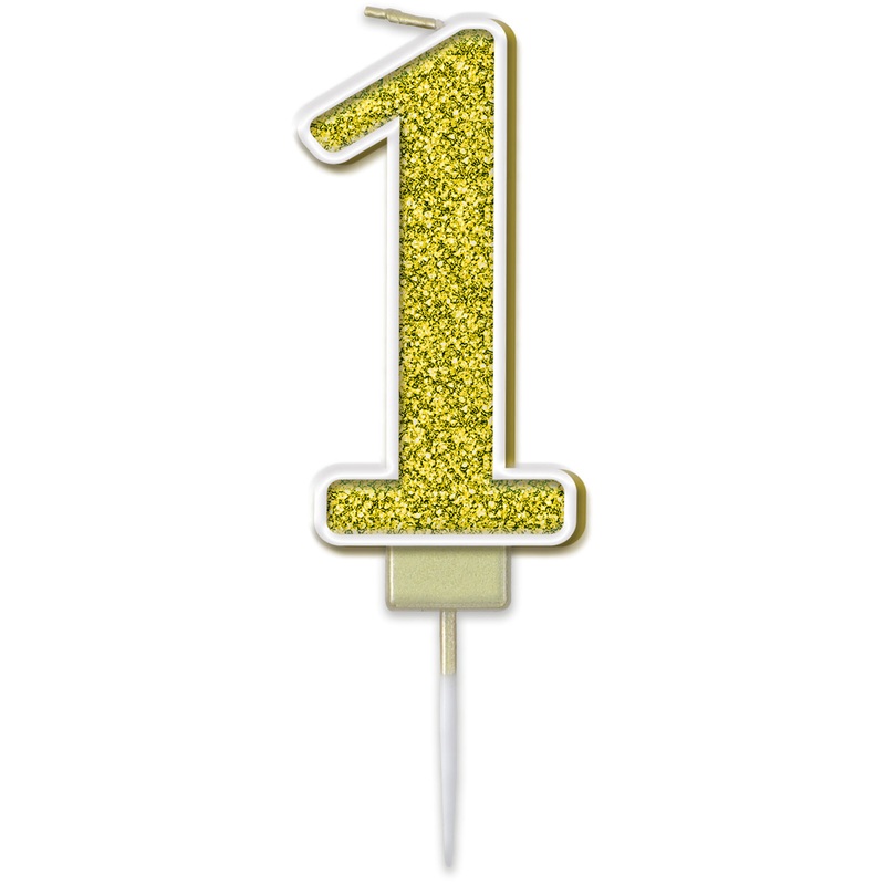 Sparkling Fizz Candle 7.5cm Gold – Number 1