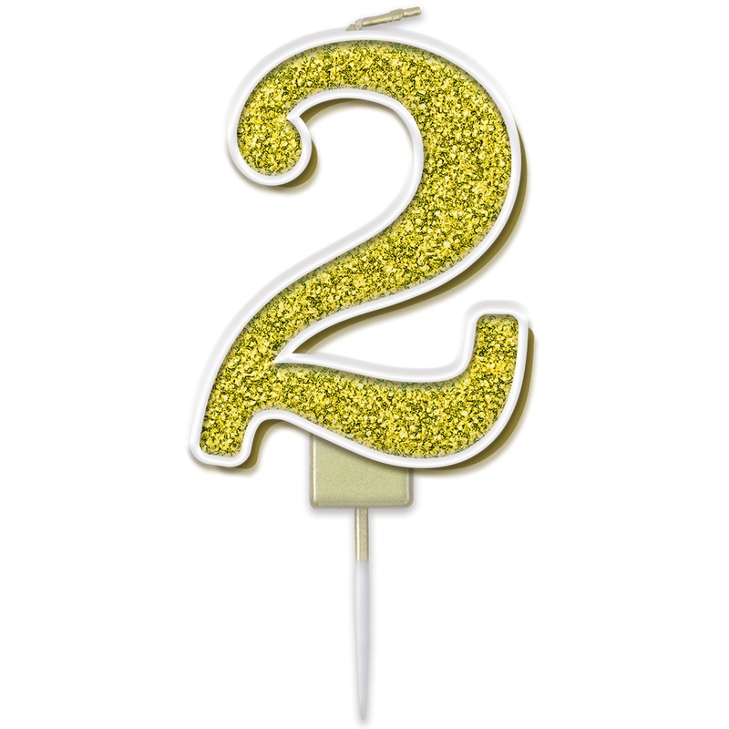 Sparkling Fizz Candle 7.5cm Gold – Number 2