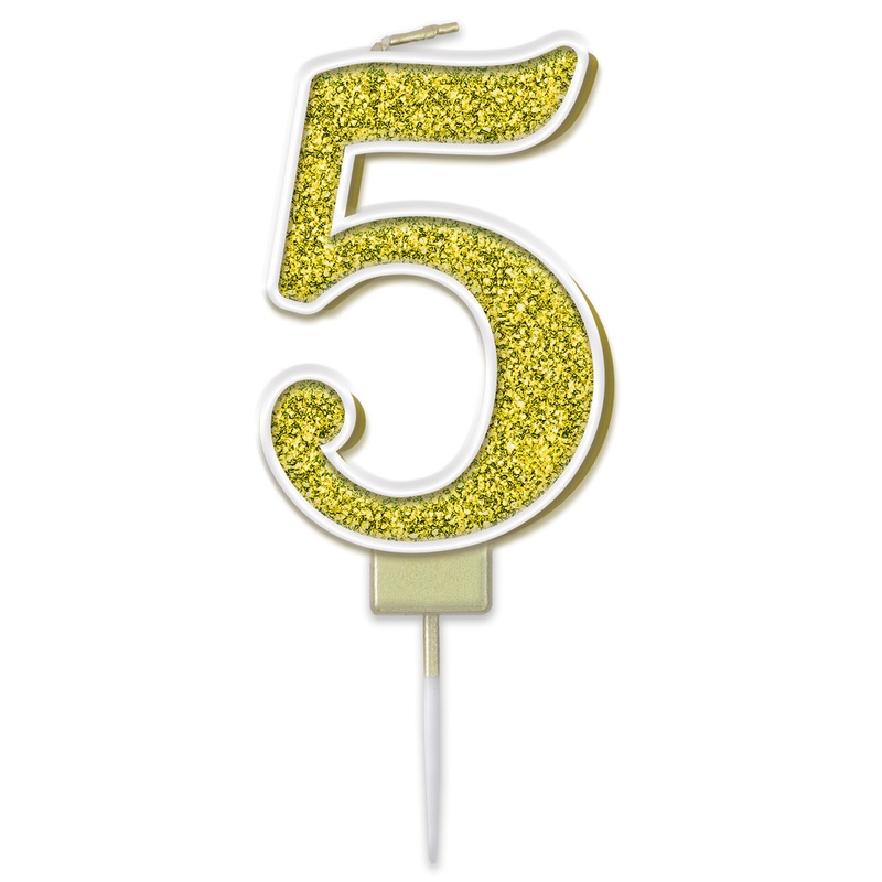 Sparkling Fizz Candle 7.5cm Gold – Number 5