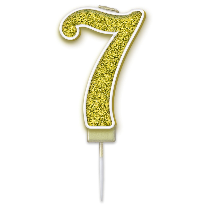 Sparkling Fizz Candle 7.5cm Gold – Number 7
