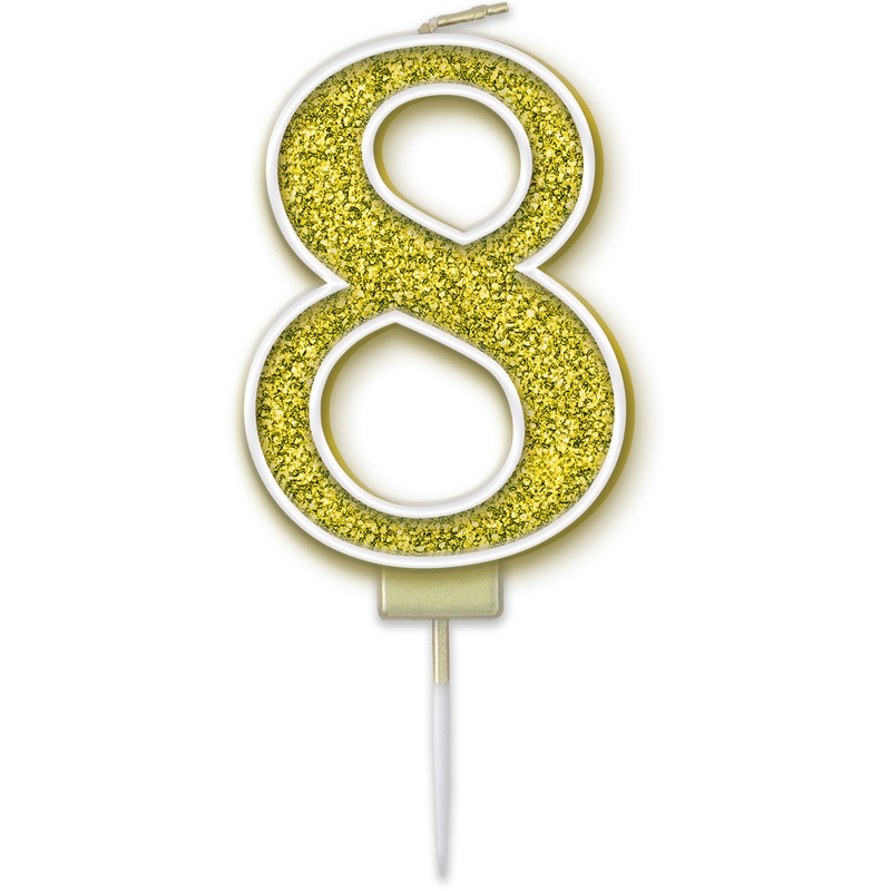 Sparkling Fizz Candle 7.5cm Gold – Number 8