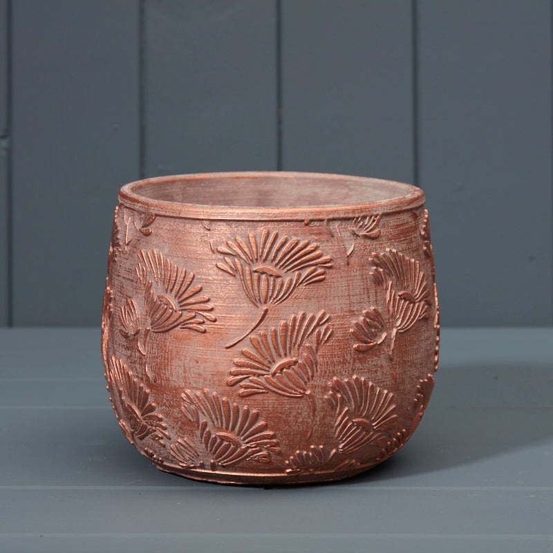 Textured Copper Cement Pot x H13.5cm