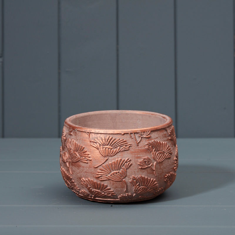 Textured Copper Cement Pot x H9cm