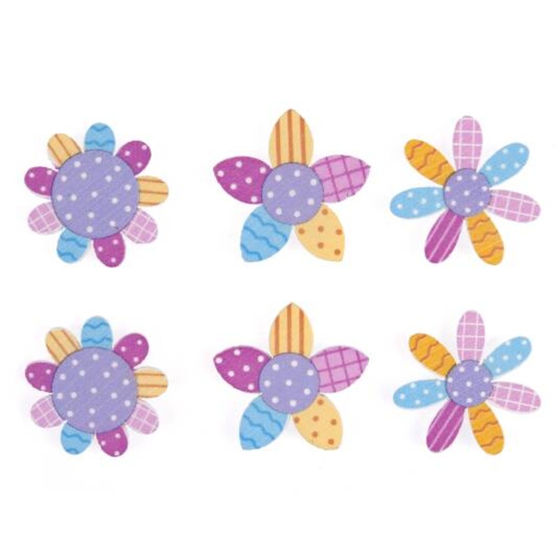 Craft Embellishments – Pastel Flowers x 3cm – Pack of 6