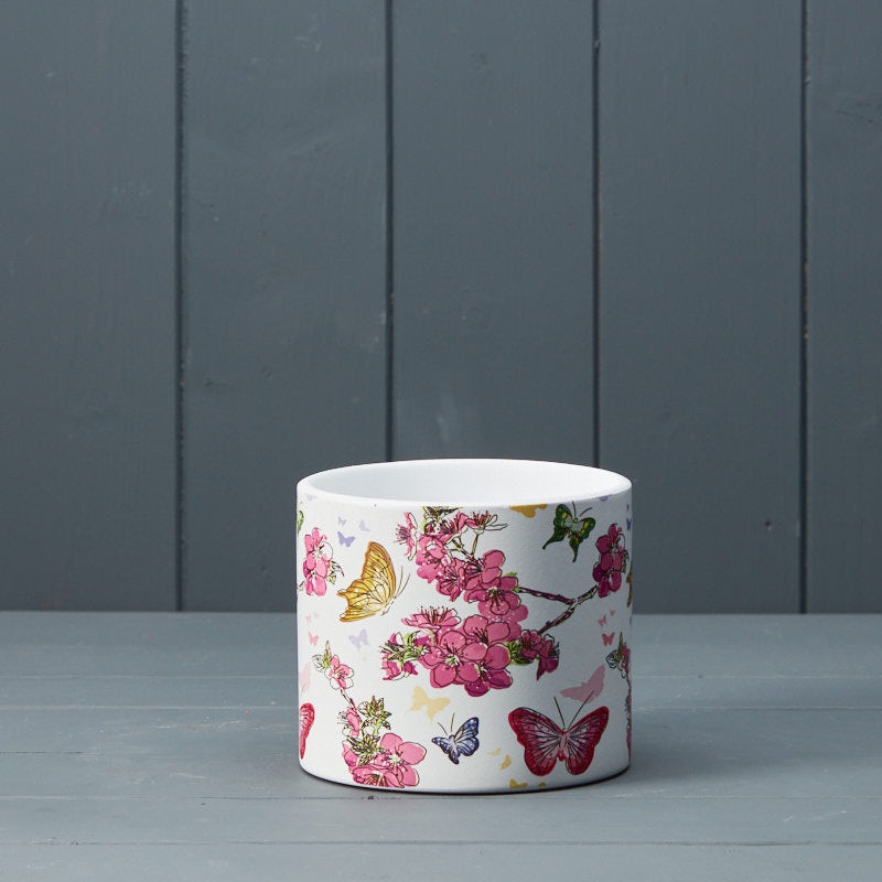 Floral Butterfly Ceramic Pot 12cm