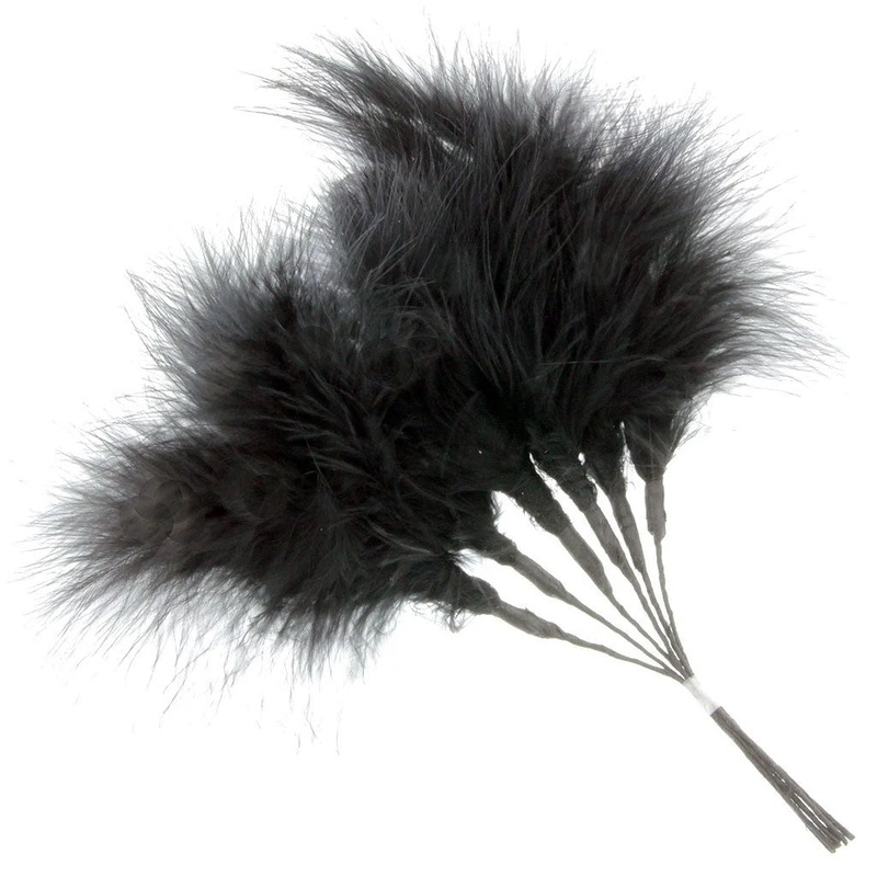 Fluffy Feathers x 24cm – 6pcs per pk – Black