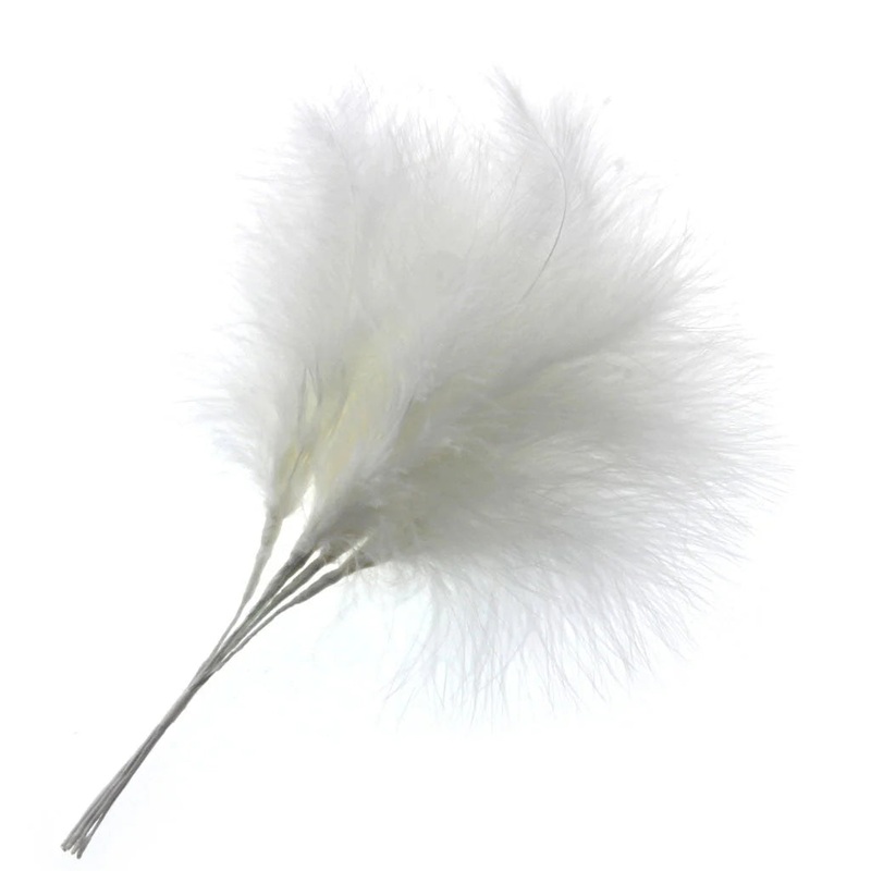 Fluffy Feathers x 24cm – 6pcs per pk – White