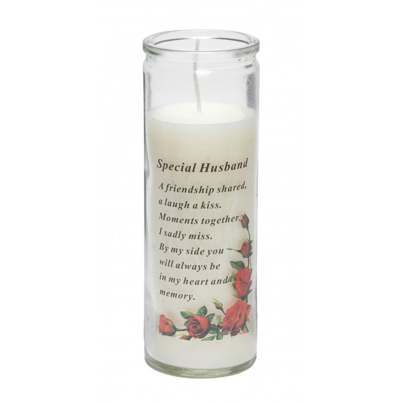 Glass Vase Memorial Candle – Length 18cm – Husband