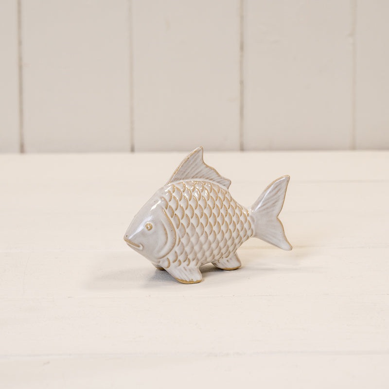 Glazed Ceramic Fish Ornament with Textured Detail x L10cm
