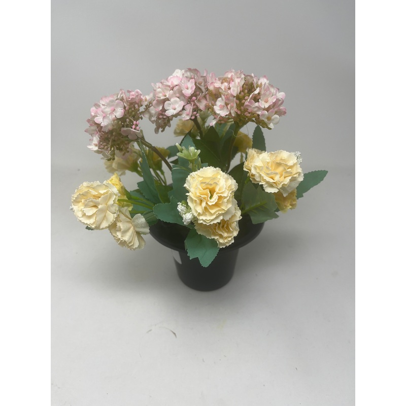 HANDMADE replacement pot Pink Hydrangea and yellow carnation