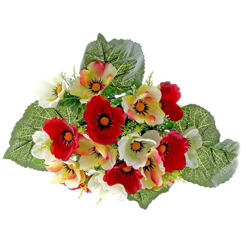 Poppy Bunch – Red & Cream – 17 Heads