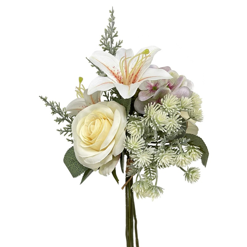 Rose, Lily & Hydrangea Blossom Bundle x 35cm – Ivory