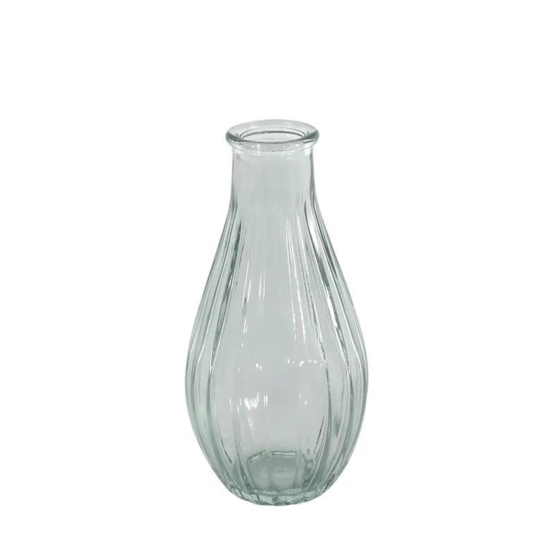 Vintage Fluted Bud Vase 14cm – Clear