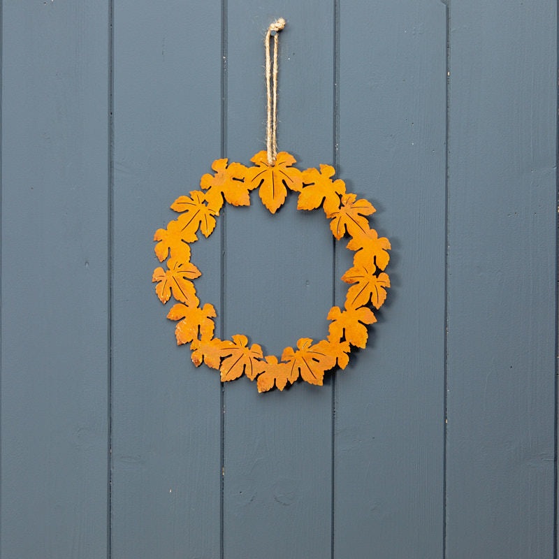 20cm Metal Autumn Leaf Wreath