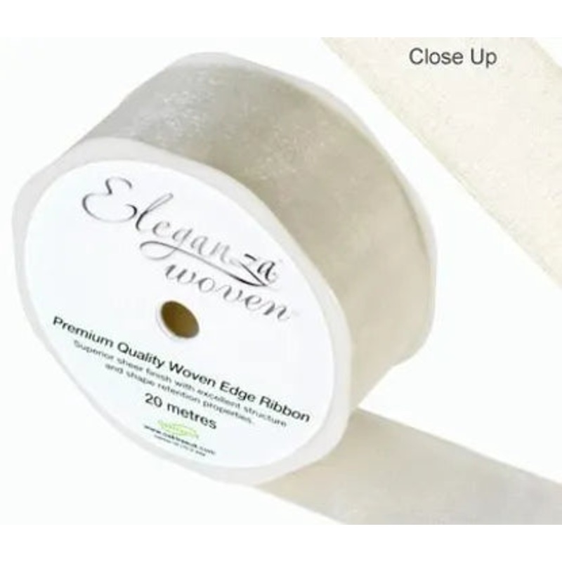 38mm Woven Ribbon Ivory 20m