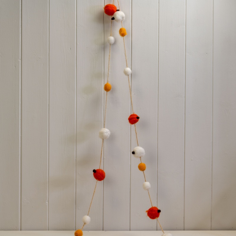 Assorted Mini Wool Pumpkin Garland x 180cm