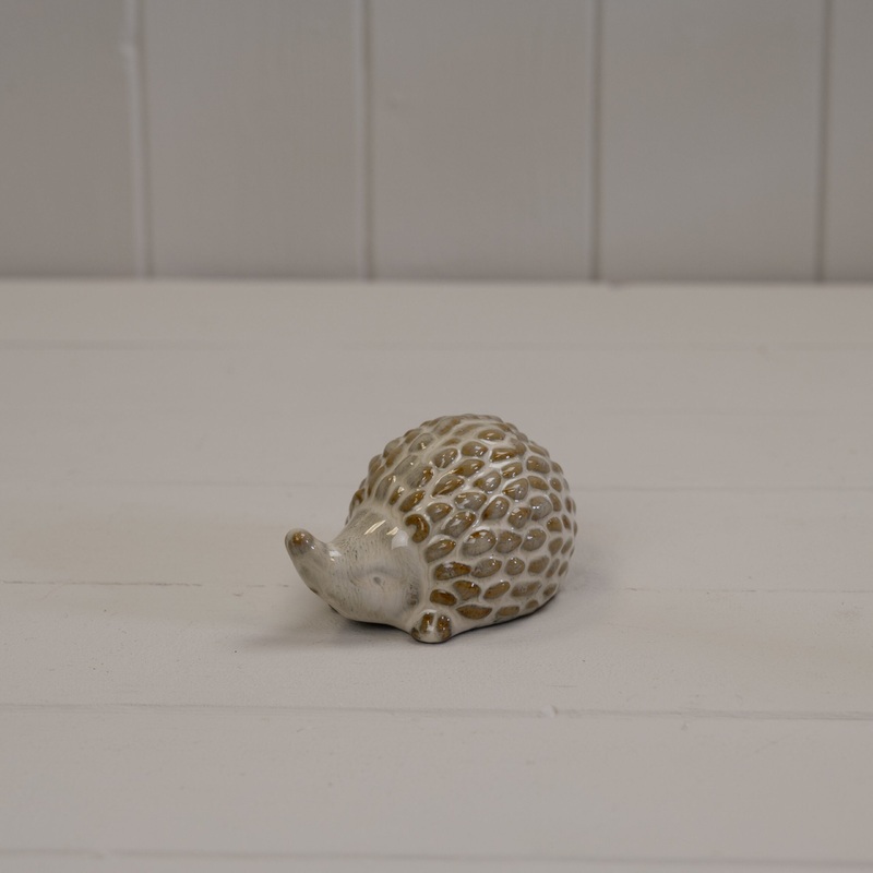 Beige Mottle Ceramic Hedgehog Decoration –  L9 x D6 x H5cm