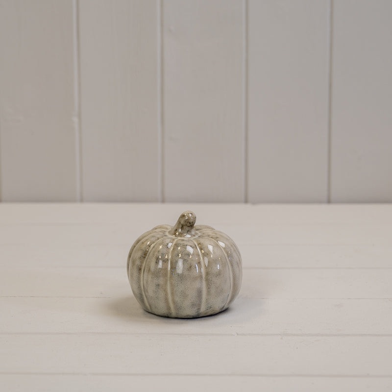 Beige Mottle Ceramic Pumpkin Decoration –  D8 x H7.5cm