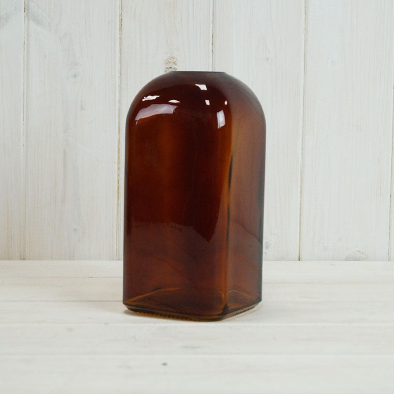 Burnt Amber Square Bottle Vase x H17.8cm GL44BA0206