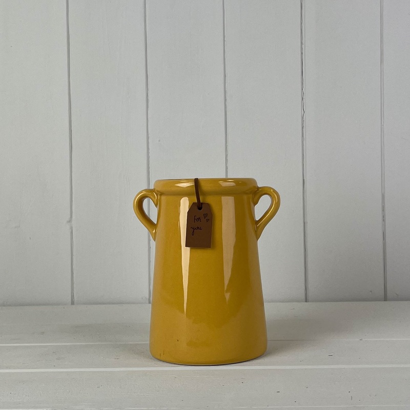 Burnt Yellow Ceramic Pot x 14cm Tall