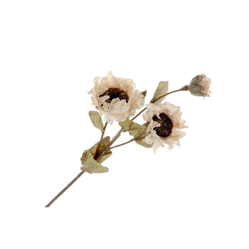 Dried- Style Artificial Sunflower Spray 51cm Long, 3 Heads – Cream